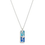 Chain Link Necklace Featuring Flamingo and Mother of Pearl Bar Pendant

- Approximately 16" L
- Extender 3" L