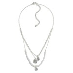 Chain Link Necklace Featuring Layered Detailing With Pearl Beads and Geometric Pendants

- Approximately 16" L
- Extender 3" L