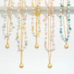 Wholesale layered Chain Link Necklace Pearl Semi Precious Natural Stone Beads Me