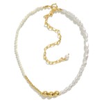 Adjustable Beaded and Pearl Choker With Gold Tone Accents

- Approximately 12" L
- Extender 6" L