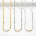 Mesh Chain Link Necklace Featuring Pearl Pendant

- Approximately 18" L
- Extender 3" L