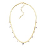 Wholesale metal Herringbone Necklace Fixed Rhinestone Stations L Extender L