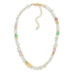 Chip Stone Beaded Necklace With Pearl and Gold Tone Beaded Accents

- Approximately 14" L
- Extender 3" L