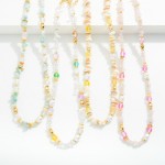 Wholesale chip Stone Beaded Necklace Pearl Gold Beaded Accents L Extender L