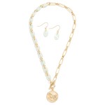 Wholesale glitter Acetate Metal Chain Link Anchor Chain Link Necklace Coin Penda