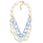 Wholesale statement Acetate Beaded Necklace Layered Marbled Acetate Chain Links