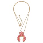 Wholesale long Chain Link Necklace Scalloped Semicircle Pendant Acetate Teardrop