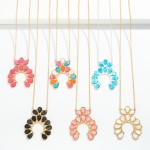 Wholesale long Chain Link Necklace Scalloped Semicircle Pendant Acetate Teardrop