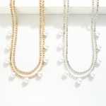 Wholesale set Two Linked Rhinestone Choker Necklaces Pearl Charms L Extenders L