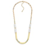 Beaded Chain Link Necklace Featuring Tube And Disc Beads

- Approximately 20" L
- Extender 2" L