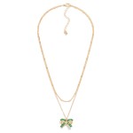 Wholesale dainty Chain Link Necklace Rhinestone Studded Bow Pendant L Extender L