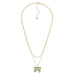 Wholesale dainty Chain Link Necklace Rhinestone Studded Bow Pendant L Extender L