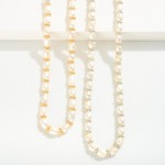 Wholesale pearl Beaded Necklace Metal Disk Bead Details L Extender L