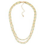 Triple Layered Necklace With Chain Link and Beaded Details

- Approximately 16" L
- Extender 3" L