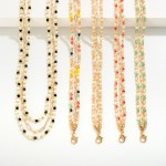 Triple Layered Necklace With Chain Link and Beaded Details

- Approximately 16" L
- Extender 3" L