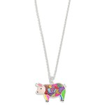 Layered Chain Link Necklace Featuring Multicolored Enamel Animal Pendant

- Approximately 24" L
- Extender 3" L