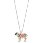 Layered Chain Link Necklace Featuring Multicolored Enamel Animal Pendant

- Approximately 24" L
- Extender 3" L