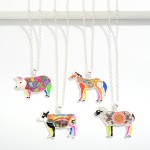 Layered Chain Link Necklace Featuring Multicolored Enamel Animal Pendant

- Approximately 24" L
- Extender 3" L