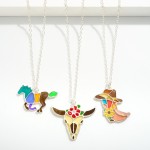 Wholesale layered Chain Link Necklace Stained Glass Horse Pendant L Extender L