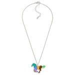 Wholesale layered Chain Link Necklace Stained Glass Horse Pendant L Extender L