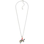 Wholesale silver Layered Chain Link Necklace Multicolored Enamel Cowboy Horse Pe
