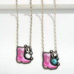 Wholesale oxidized Silver Western Cowboy Boot Pendant Necklace L Extender L