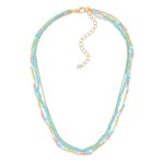 Triple Layered Necklace With Gold Details

- Approximately 14" L
- Extender 3" L