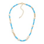 Wholesale pearl Stone Beaded Necklace L Extender L