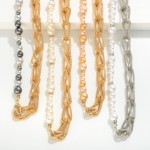 Wholesale mixed Chain Link Pearl Beaded Necklace L Extender L