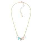 Wholesale gold Chain Link Necklace Crystal Beaded Bar Pendant L Extender L