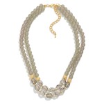 Beaded Layered Necklace With Gold Details 

- Approximately 15" L
- Extender 3" L