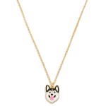 Wholesale dainty Chain Link Necklace Husky Dog Pendant L Extender L Card Stay Po