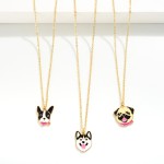 Wholesale dainty Chain Link Necklace Husky Dog Pendant L Extender L Card Stay Po