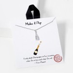 Wholesale dainty Chain Link Necklace Cubic Zirconia Studded Champagne Bottle Pen