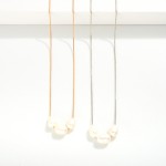 Wholesale simple Dainty Chain Link Necklace Pearl Bead Details L Extender L