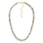 Wholesale disc Stone Beaded Necklace Gold Accent Beads L Extender L