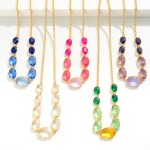 Wholesale faceted Glass Crystal Chain Link Necklace L Extender L