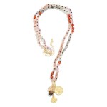 Wholesale stone Beaded Necklace Coin Crystal Pendant L Extender L