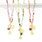 Wholesale stone Beaded Necklace Coin Crystal Pendant L Extender L