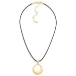 Wholesale braided Leather Necklace Circular Pendant L Extender L