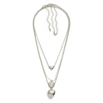 Triple Layered Chain Link Necklace With Heart Pendants

- Approximately 20" L
- Extender 3" L