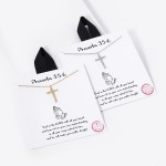 Wholesale dainty Chain Link Necklace CZ Cross Pendant Gold Dipped Cubic Zirconia