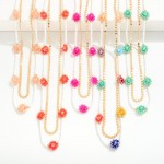 Wholesale dainty Layered Seed Beaded Necklace Flower Accents L Extender L