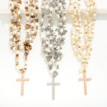 Wholesale statement Layered Leather Strand Natural Stone Beaded Necklace Pearl S