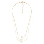 Wholesale layered Metal Rope Chain Link Necklace Pearl Bead Pendants L Extender