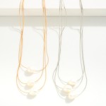 Wholesale layered Metal Rope Chain Link Necklace Pearl Bead Pendants L Extender