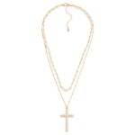 Wholesale layered Chain Link Necklace Pearl Stations Pearl Cross Pendant L Exten