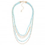 Wholesale layered Chain Link Necklaces Pearl Seed Beaded Details L Extender L