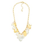 Wholesale statement Chain Link Necklace Faceted Bead Pearl Metal Charms L Extend