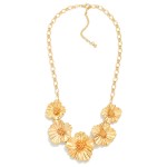 Metal Chain Link Necklace Featuring Linked Flower Focal

- Approximately 16" L
- Extender 3" L